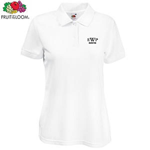 Fruit of The Loom Women's Value Polo - White - Printed Main Image