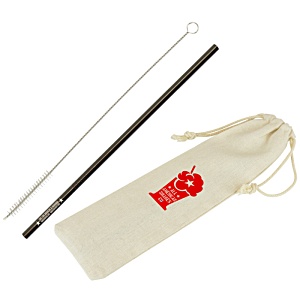Brooklyn Metal Straw Set - Engraved Straw & Printed Pouch Main Image