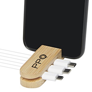 Bamboo Phone Stand & Cable Manager Main Image