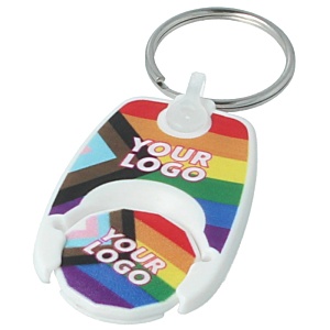 Pride Pop Coin Trolley Recycled Keyring Main Image
