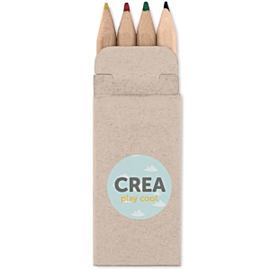 Pack of 4 Mini Coloured Pencils - Digital Print Label Main Image