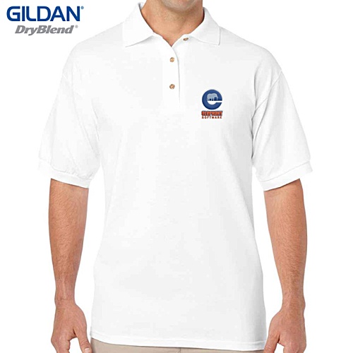 Gildan DryBlend Jersey Polo Shirt - White - Embroidered Main Image