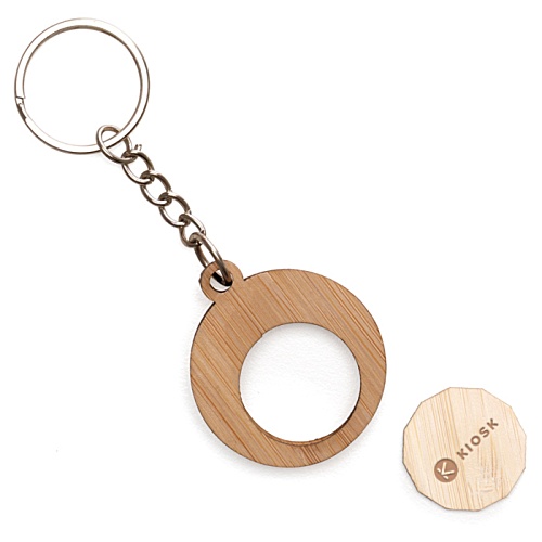 Bamboo Trolley Coin Holder Keyring Main Image