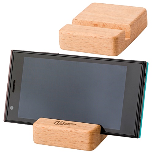 Beech Wood Phone Stand - Engraved Main Image