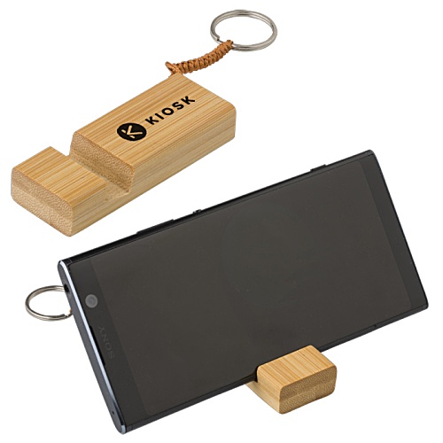 Bamboo Phone Stand Keychain Main Image