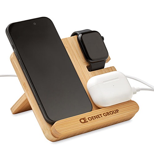 Bamboo 3-in-1 Charging Station - Engraved Main Image