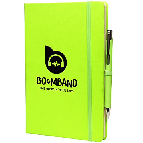 A5 Soft Touch Neon Notebook with Colour Matt Pen - Printed Main Image