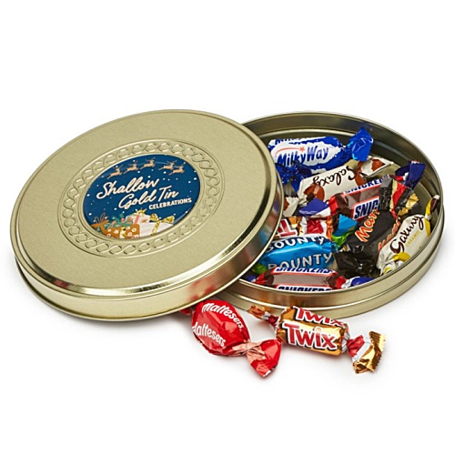 Slim Gold Treat Tin - Celebrations Main Image