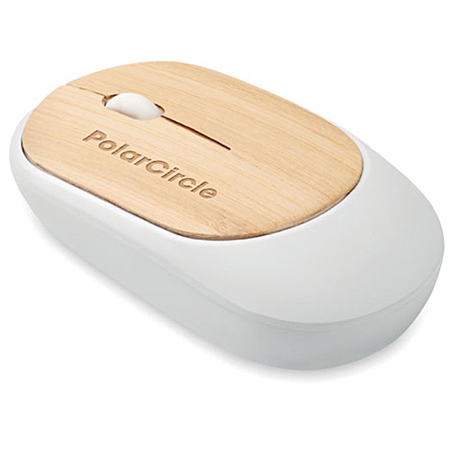 Curvy Bamboo Wireless Mouse - Engraved Main Image