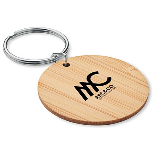Bamboo Round Keyring Main Image