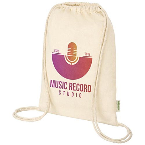 Odisha Organic Cotton Drawstring Bag - Natural - Digital Print Main Image