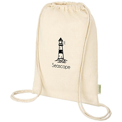 Odisha Premium Organic Cotton Drawstring Bag - Natural - Printed Main Image