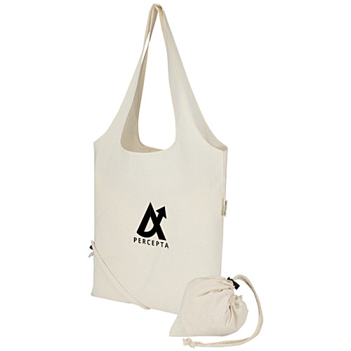 Madras Recycled Foldable Tote - Natural - Printed Main Image
