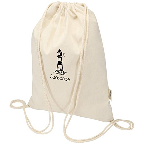 Oregon Blend Premium Recycled Cotton Drawstring Bag - Natural - Printed Main Image