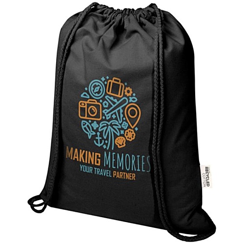 Oregon Blend Premium Recycled Cotton Drawstring Bag - Colours - Digital Print Main Image