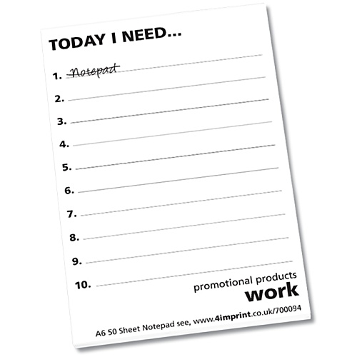 A6 50 Sheet Notepad - Printed Main Image