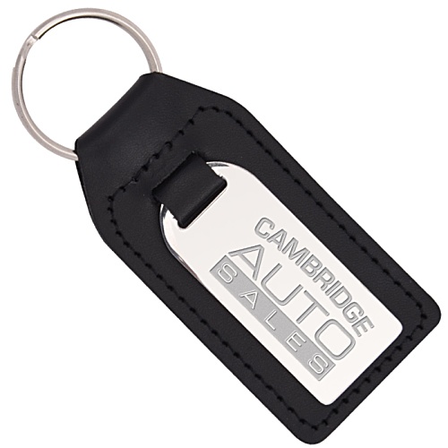 Gilt Plated & Leather Keyring - Enamelled - Large Main Image