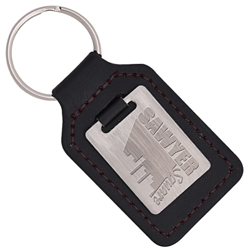 Gilt Plated & Leather Keyring - Enamelled Main Image