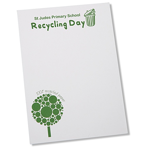 DISC A6 Recycled 50 Sheet Notepad - Green Design 1 Main Image