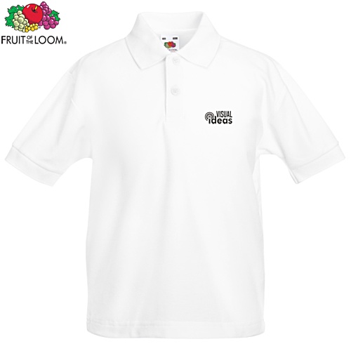 Fruit of the Loom Kid's Value Polo Shirt - White - Embroidered Main Image