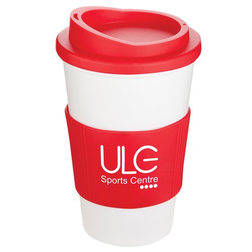 Americano Travel Mug - White with Coloured Lid & Grip Main Image