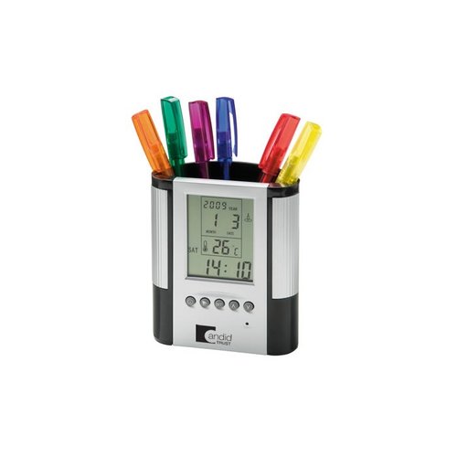 DISC Desk Alarm Clock & Pen Pot Holder Main Image