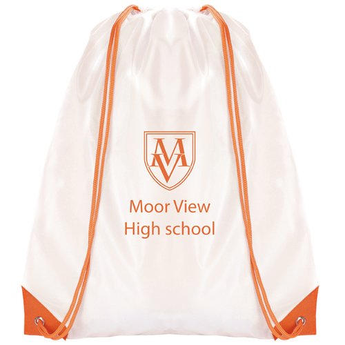 Essential Drawstring Bag - White with Coloured Cords - Printed Main Image