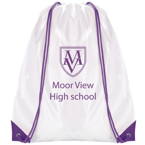 Essential Drawstring Bag - White with Coloured Cords - 1 Day Main Image