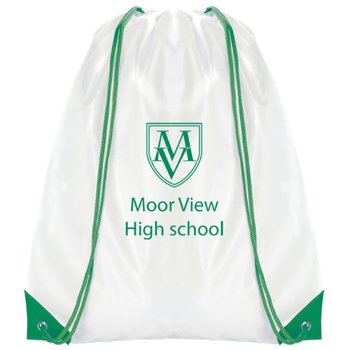 Essential Drawstring Bag - White with Coloured Cords - 1 Day Main Image