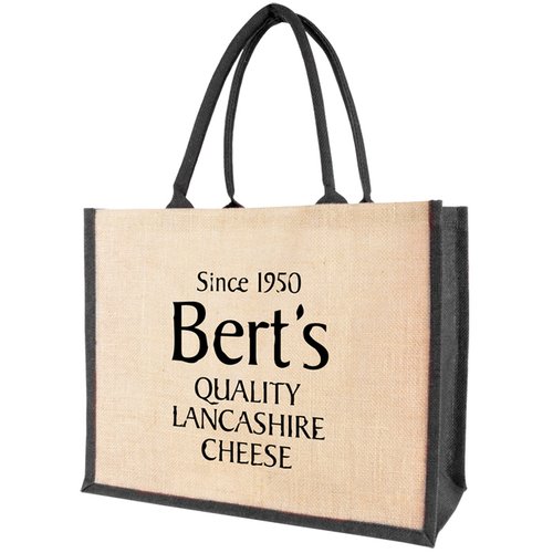 Natural Jute Shopper - Colour Trim - Printed Main Image