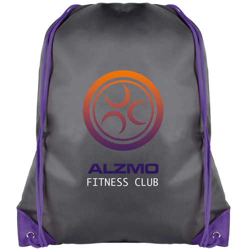 Essential Drawstring Bag - Black with Coloured Cords - Digital Print Main Image