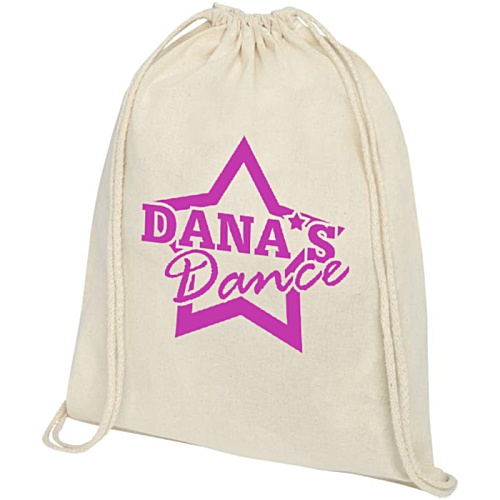 Oregon Cotton Drawstring Bag - Natural - Printed Main Image