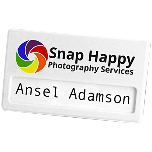 DISC Recycled Combi Clip Name Badge - White Main Image