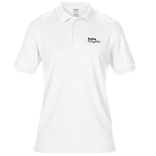 DISC Gildan DryBlend Double Pique Polo Shirt - White - Printed Main Image