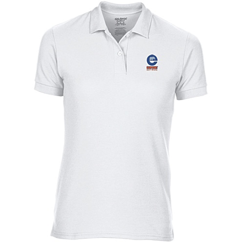 DISC Gildan Women's DryBlend Double Pique Polo Shirt - White - Embroidered Main Image