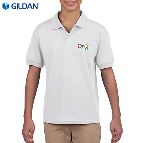 DISC Gildan Kids DryBlend Jersey Polo - White - Embroidered Main Image
