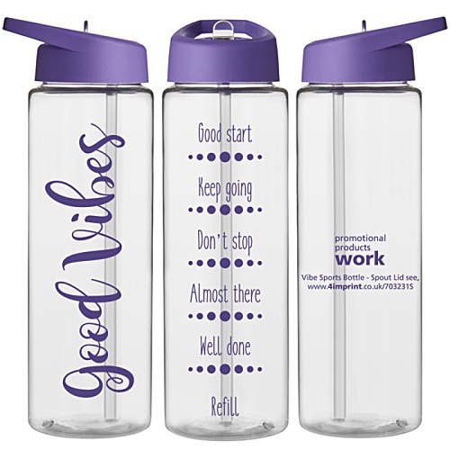 Vibe Sports Bottle - Clear - Spout Lid Main Image