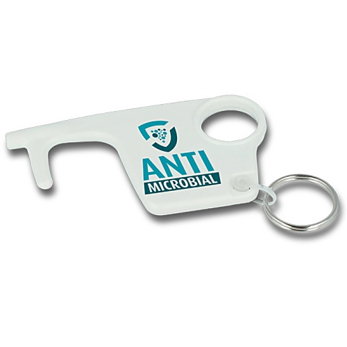 DISC Antimicrobial Hygiene Hook Keyring - White Main Image