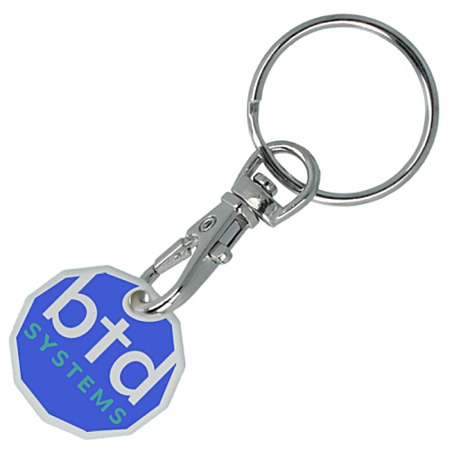 DISC Antimicrobial Trolley Coin Keyring - White Main Image