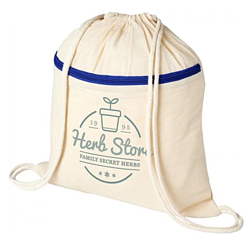 DISC Oregon Zip Cotton Drawstring Bag - Printed Main Image