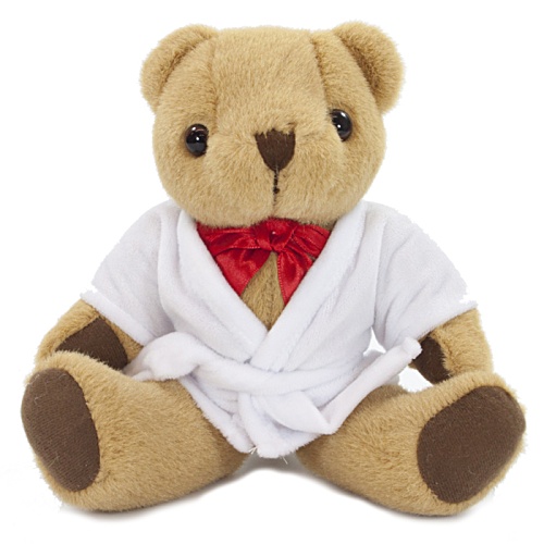 25-cm Jointed Honey Bear with Bathrobe Main Image
