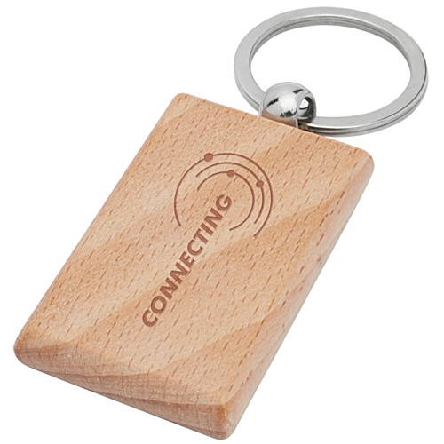 Gian Beech Wood Rectangle Keyring - Engraved Main Image