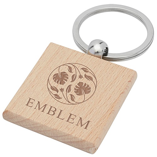 Gioia Square Beech Wood Keyring - Engraved Main Image