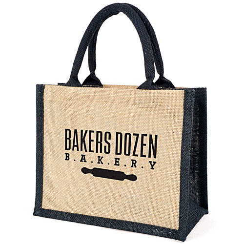 Walton Mini Jute Bag - Coloured Trim - Printed Main Image