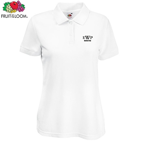 DISC Fruit of The Loom Women's Value Polo - White - Printed Main Image