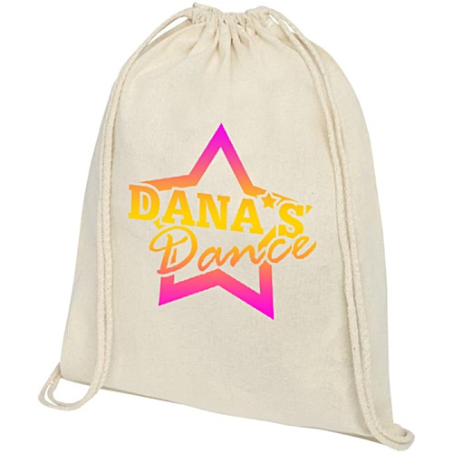 Oregon Cotton Drawstring Bag - Natural - Digital Print Main Image