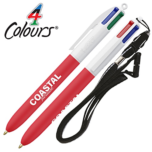 BIC® 4 Colours Soft Feel Pen with Lanyard Main Image