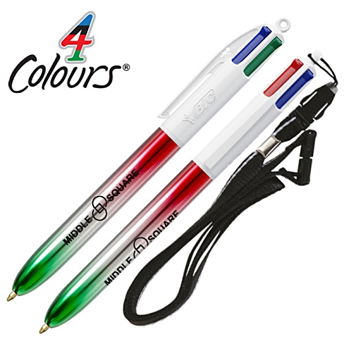 BIC® 4 Colours Flags Pen with Lanyard Main Image
