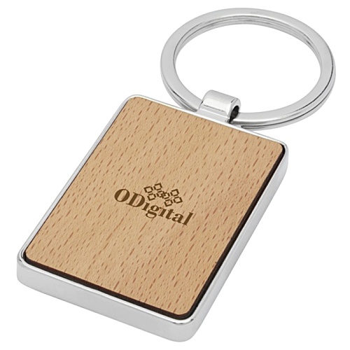 Mauro Beech Wood Rectangle Keyring Main Image