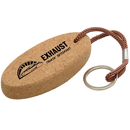 Oval Cork Keyring - Printed Main Image